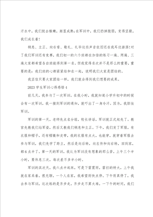 2023学生军训心得感悟6篇