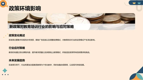 橙色扁平风教育培训行业年终总结PPT模板