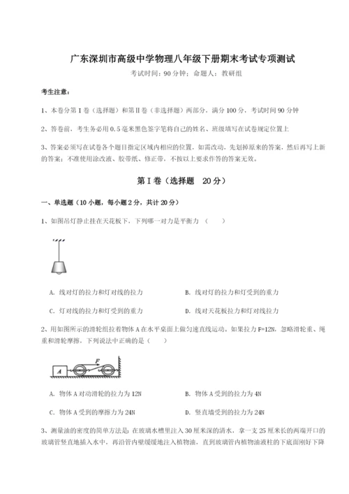 滚动提升练习广东深圳市高级中学物理八年级下册期末考试专项测试试题（含答案解析）.docx