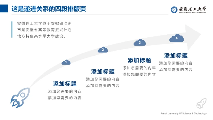 蓝色简约安徽理工大学专属学术汇报毕业答辩通用PPT模板