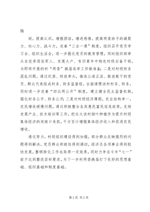 后进村整顿汇报材料 (5).docx