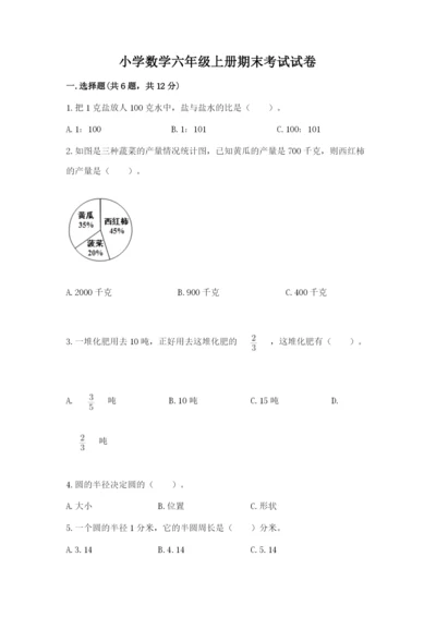 小学数学六年级上册期末考试试卷及答案（有一套）.docx