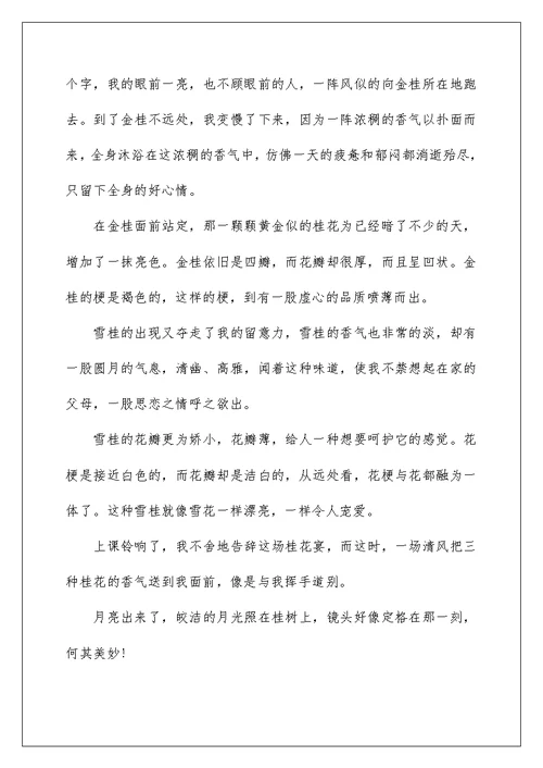 我爱桂花600字话题作文