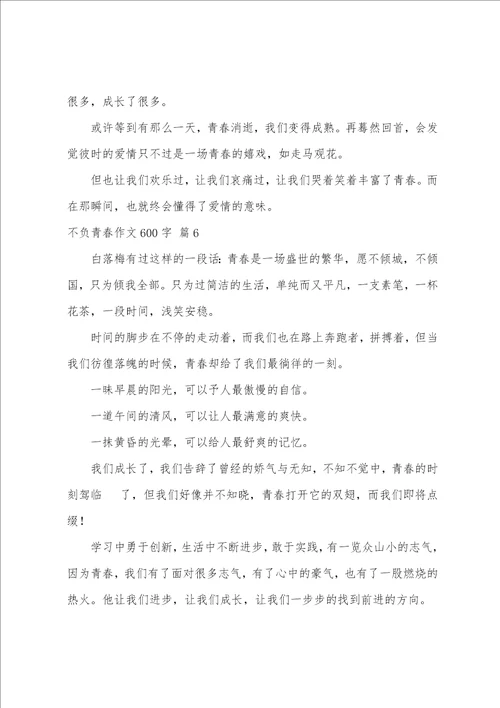 不负青春作文600字