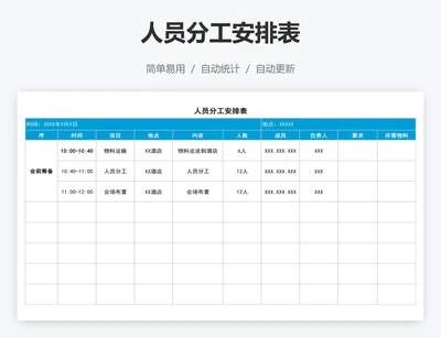 人员分工安排表