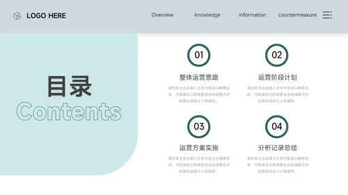 绿色沉稳图文运营方案策划PPT模板