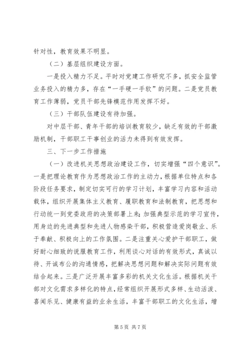 县安监局XX年度组织工作自查报告.docx