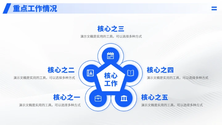 蓝色公司总结汇报述职PPT模板