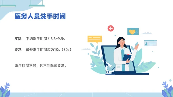 蓝色插画医务人员培训手卫生规范PPT课件爱国卫生月
