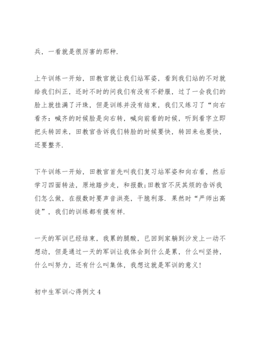 初中生军训心得例文10篇.docx