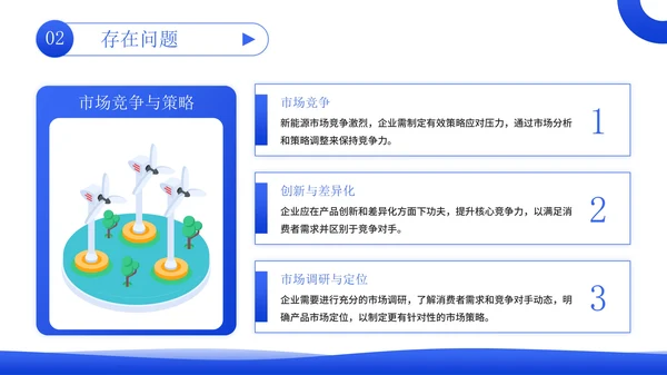 蓝绿色立体风能源企业员工年中总结PPT模板