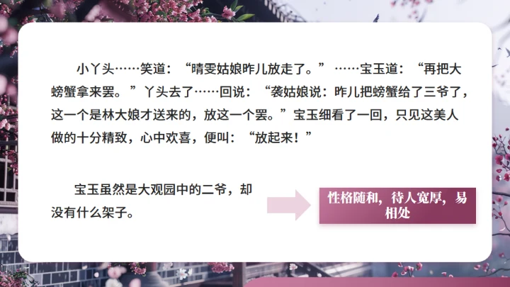 红楼梦大观园春趣红梅通用PPT模板