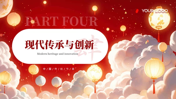 红色元宵节传统习俗文化介绍PPT模板