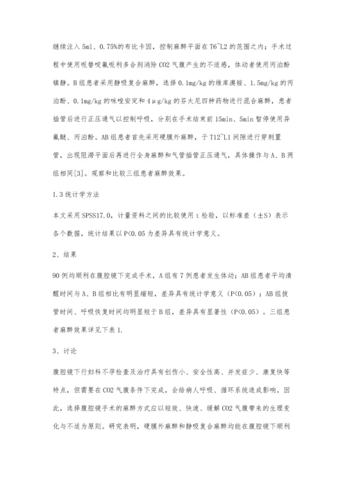 探讨不同麻醉方法在腹腔镜下行妇科不孕检查及治疗的效果.docx