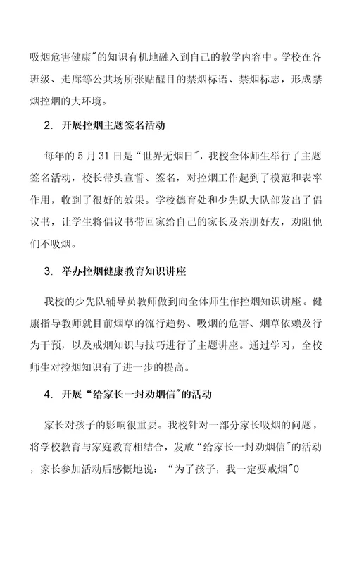 2021年春小学校园创建无烟学校申报理由