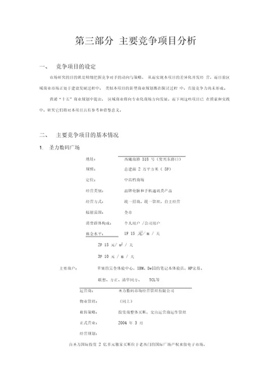 10万平米社区商业市场报告主要竞争项目分析