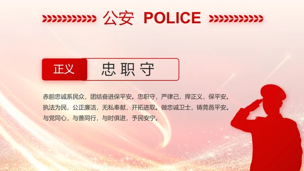 红色公安民警风采展示PPT动态模板