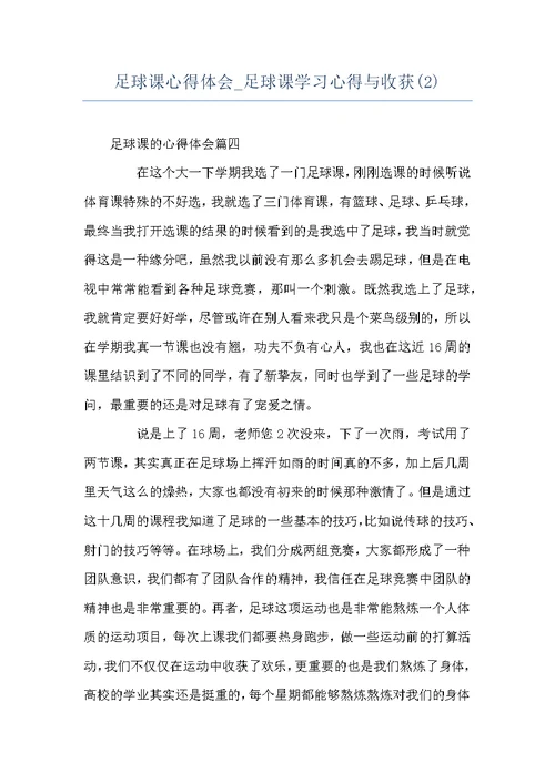 足球课心得体会 足球课学习心得与收获(2)