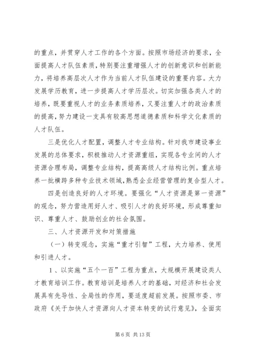 市规划建设局十一五人才工作规划.docx