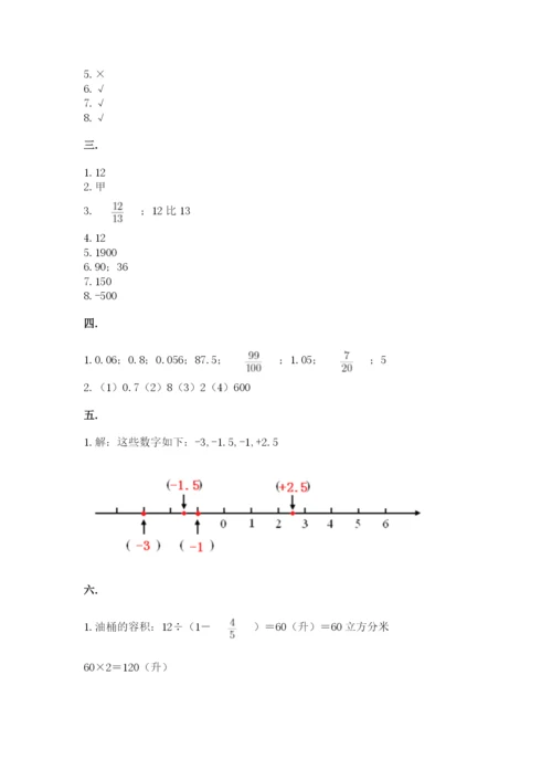 河南省平顶山市六年级下册数学期末考试试卷精品.docx