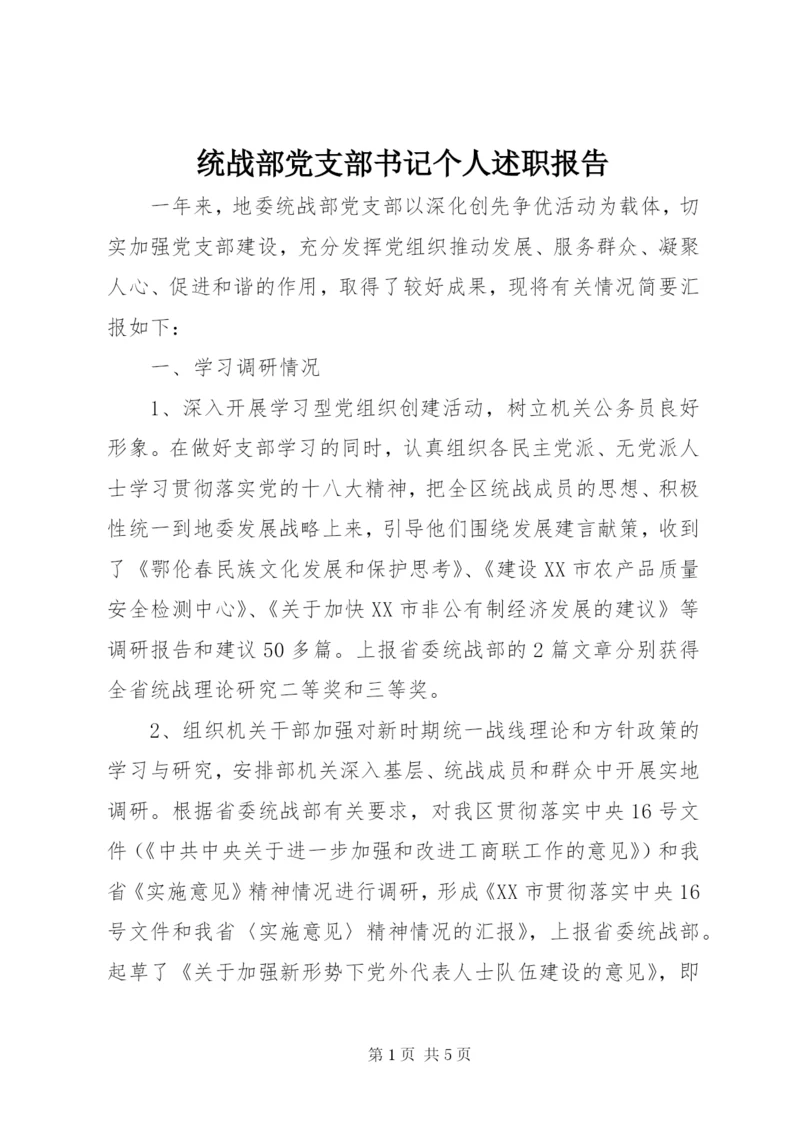 统战部党支部书记个人述职报告.docx