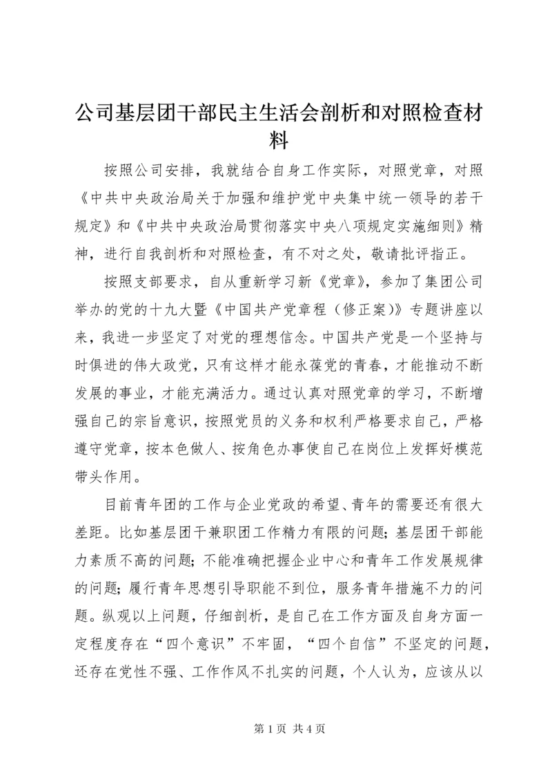 公司基层团干部民主生活会剖析和对照检查材料.docx