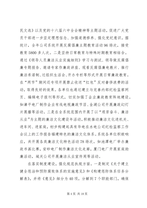 在水电公司纪检监察工作会议上的工作报告 (2).docx