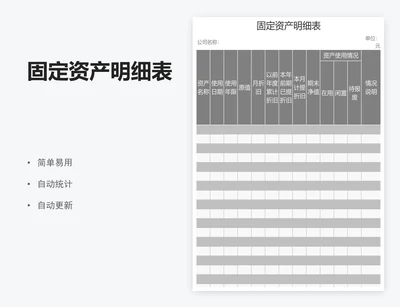 固定资产明细表