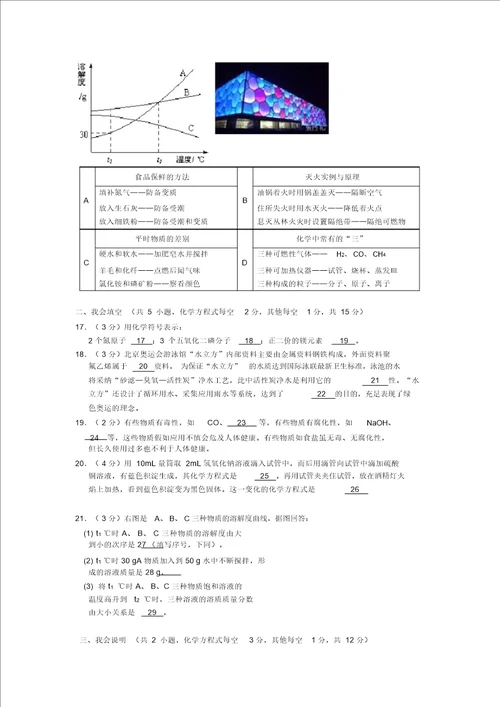 湖北宜昌市往年中考化学真题以及答案