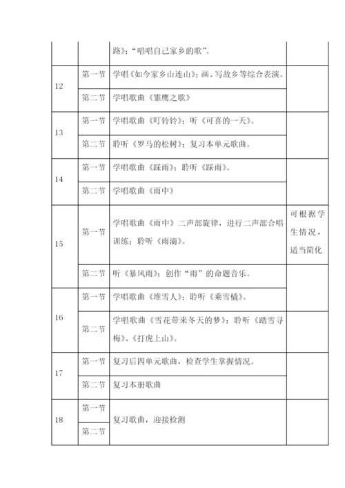 人音版五年级上册音乐教学计划及进度表(两篇).docx