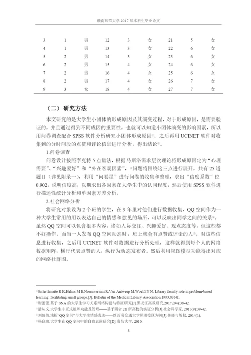 QQ空间视角下的大学生小团体形成及其演变过程分析--论文.docx