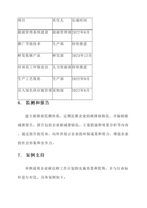 企业碳达峰工作计划方案