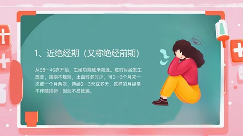 粉色黑板风更年期妇女女保健知识培训PPT课件女性健康