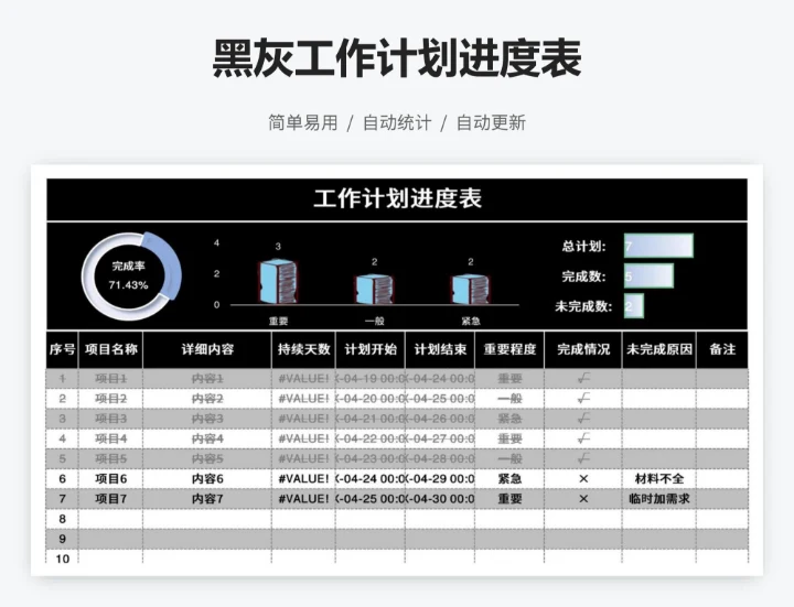 黑灰工作计划进度表