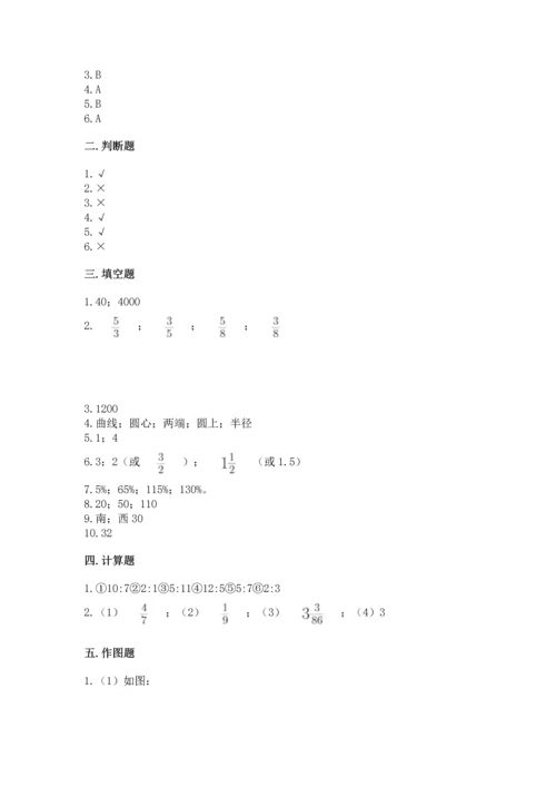 2022六年级上册数学期末测试卷含答案【考试直接用】.docx