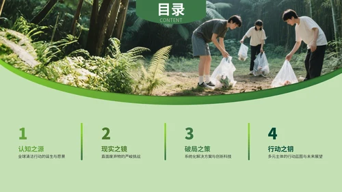 绿色系简约风世界清洁日PPT模板