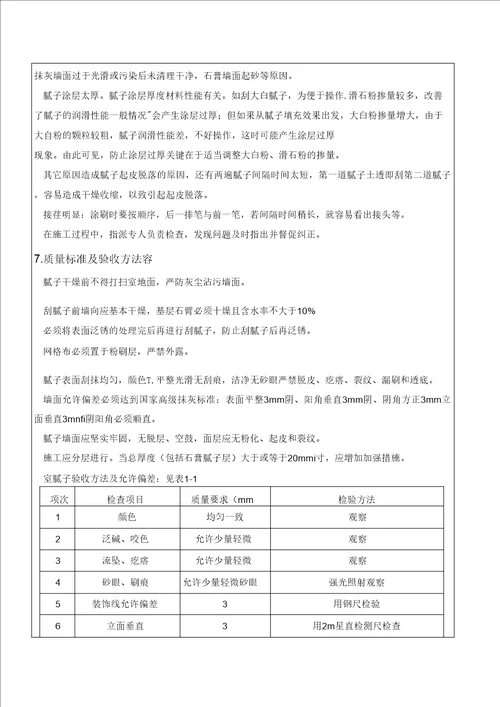 顶棚室内刮腻子技术交底大全