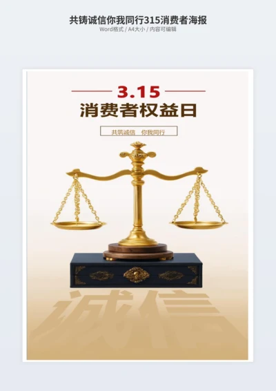 共铸诚信你我同行315消费者海报