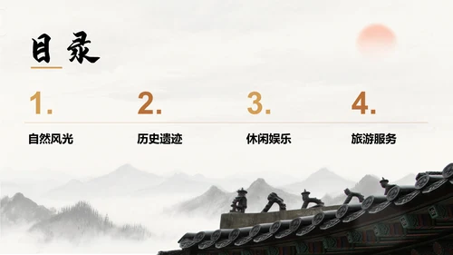 橙色复古风家乡旅游资源介绍PPT模板