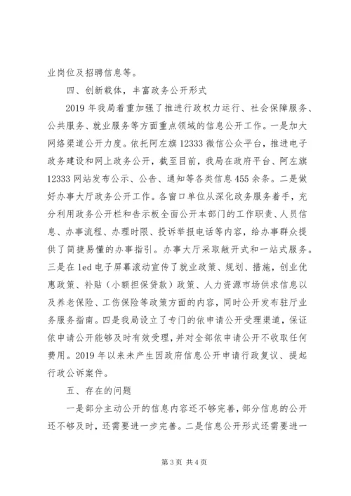 人力资源和社会保障局某年政务公开工作情况报告.docx