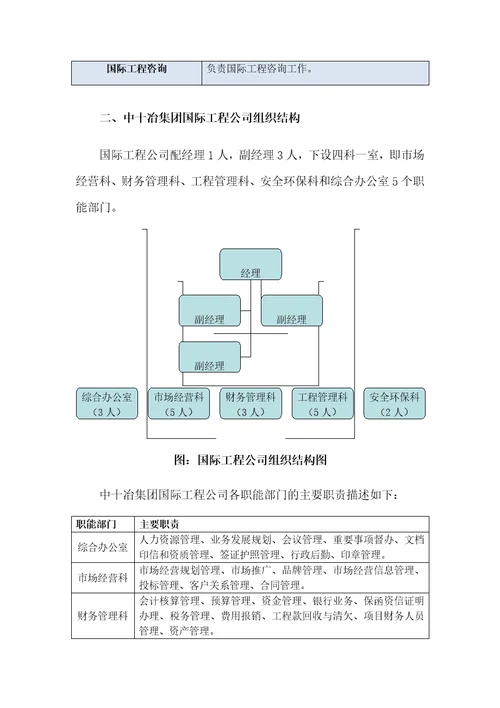 中十冶集团国际工程公司组建策划方案