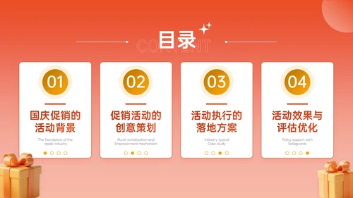 橙红色3D关于国庆促销活动策划PPT模板