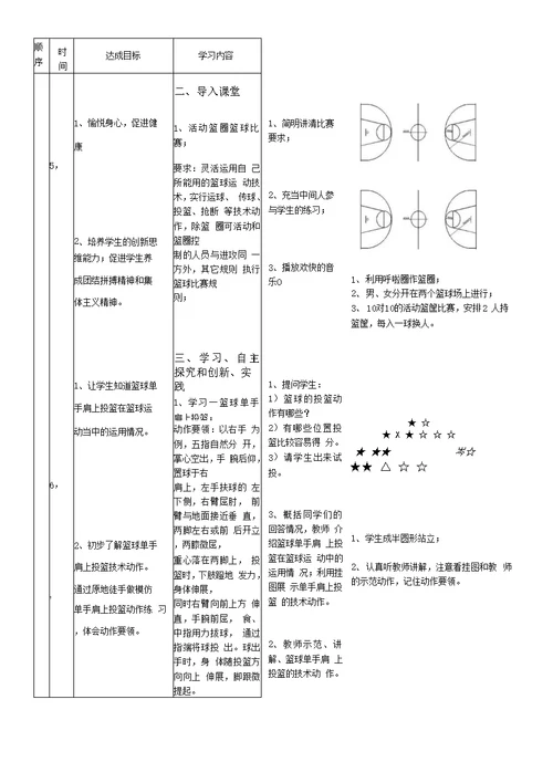 篮球单手肩上投篮教学设计