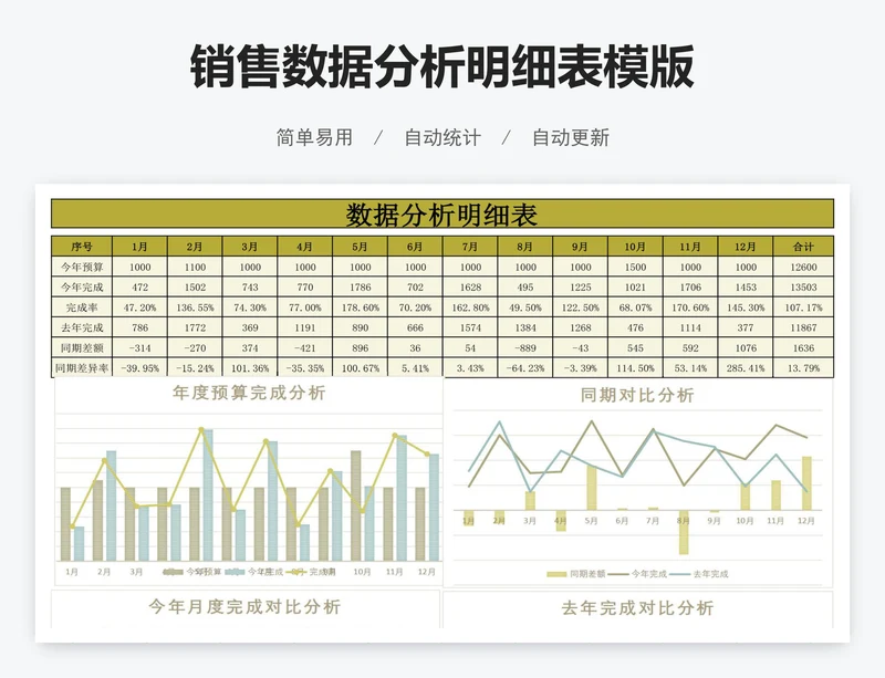 销售数据分析明细表模版