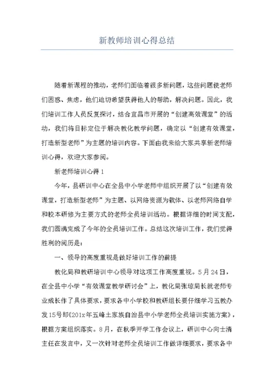 新教师培训心得总结