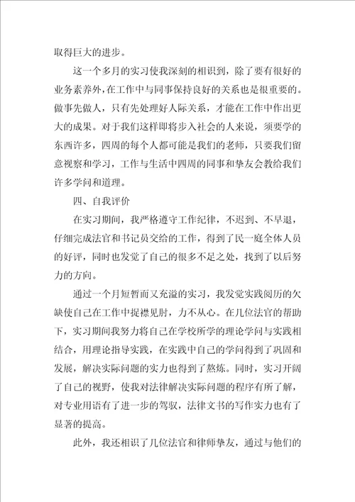 大学生法院实习工作总结报告