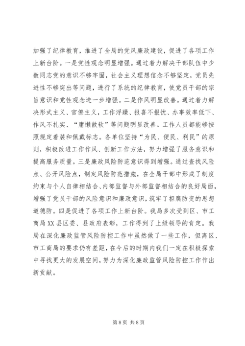 县工商局廉政风险防控工作自查报告.docx