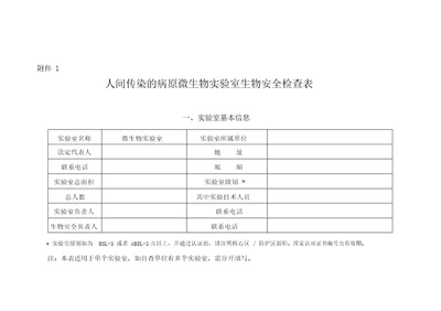 实验室生物安全专项检查表