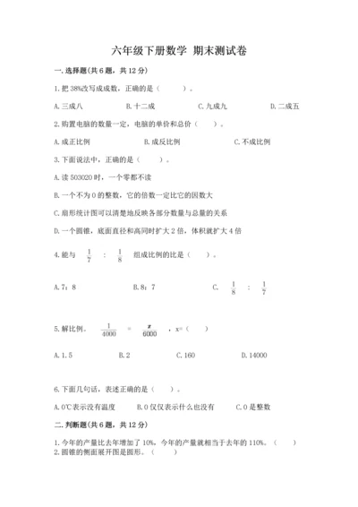 六年级下册数学 期末测试卷附参考答案（完整版）.docx