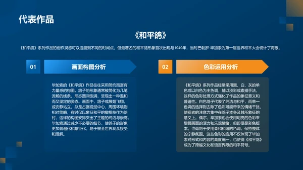 蓝色复古风巴勃罗·毕加索——西班牙画家及现代艺术创始人PPT模板
